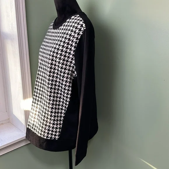 NWT, Kim, Rogers, hounds tooth, print sweatshirt, XL - Picture 2 of 4